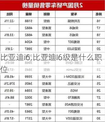 比亚迪i6,比亚迪I6级是什么职位