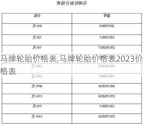 马牌轮胎价格表,马牌轮胎价格表2023价格表