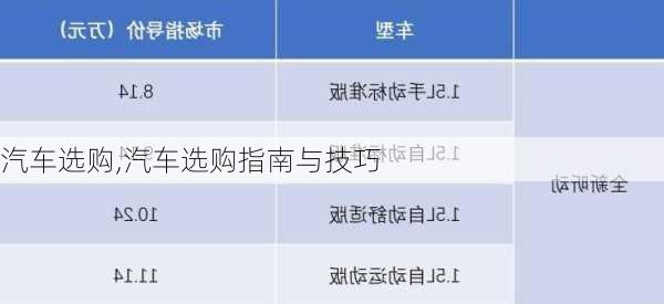 汽车选购,汽车选购指南与技巧