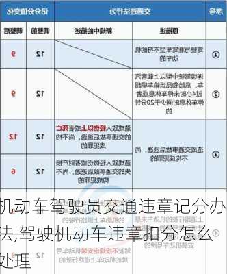 机动车驾驶员交通违章记分办法,驾驶机动车违章扣分怎么处理