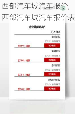 西部汽车城汽车报价,西部汽车城汽车报价表