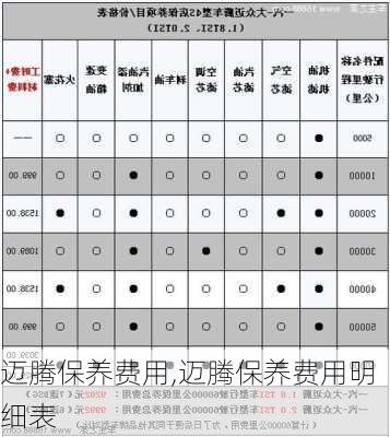 迈腾保养费用,迈腾保养费用明细表