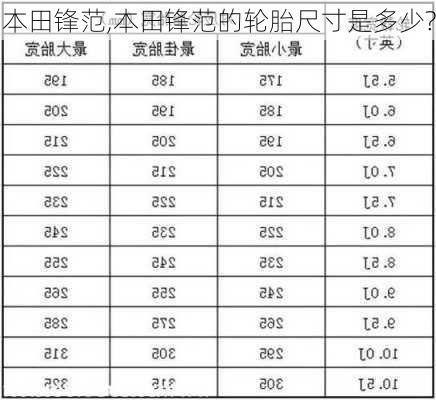 本田锋范,本田锋范的轮胎尺寸是多少?