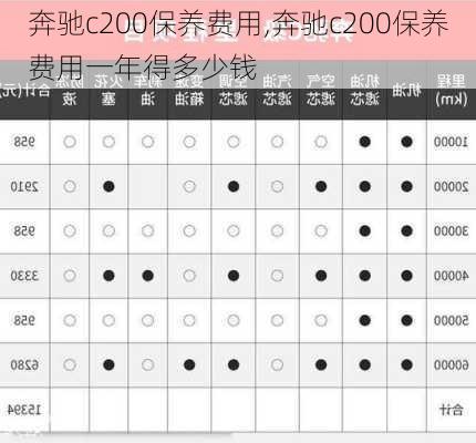 奔驰c200保养费用,奔驰c200保养费用一年得多少钱