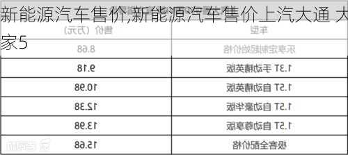 新能源汽车售价,新能源汽车售价上汽大通 大家5