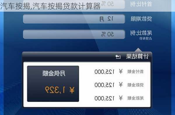 汽车按揭,汽车按揭贷款计算器