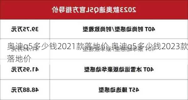 奥迪q5多少钱2021款落地价,奥迪q5多少钱2023款落地价