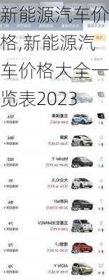 新能源汽车价格,新能源汽车价格大全一览表2023