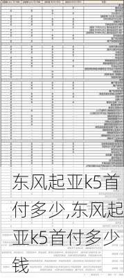 东风起亚k5首付多少,东风起亚k5首付多少钱