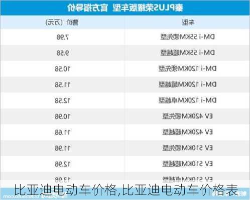 比亚迪电动车价格,比亚迪电动车价格表