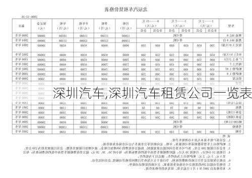 深圳汽车,深圳汽车租赁公司一览表