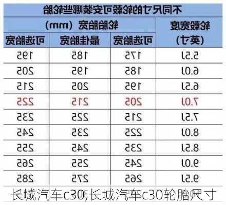 长城汽车c30,长城汽车c30轮胎尺寸