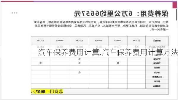 汽车保养费用计算,汽车保养费用计算方法