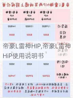 帝豪L雷神HIP,帝豪L雷神HiP使用说明书