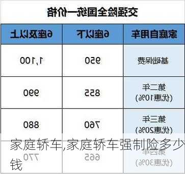 家庭轿车,家庭轿车强制险多少钱