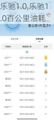 乐驰1.0,乐驰1.0百公里油耗