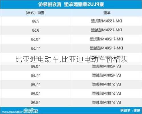 比亚迪电动车,比亚迪电动车价格表