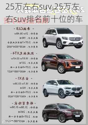 25万左右suv,25万左右suv排名前十位的车