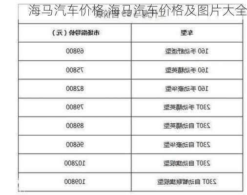 海马汽车价格,海马汽车价格及图片大全