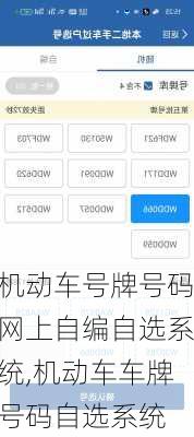 机动车号牌号码网上自编自选系统,机动车车牌号码自选系统